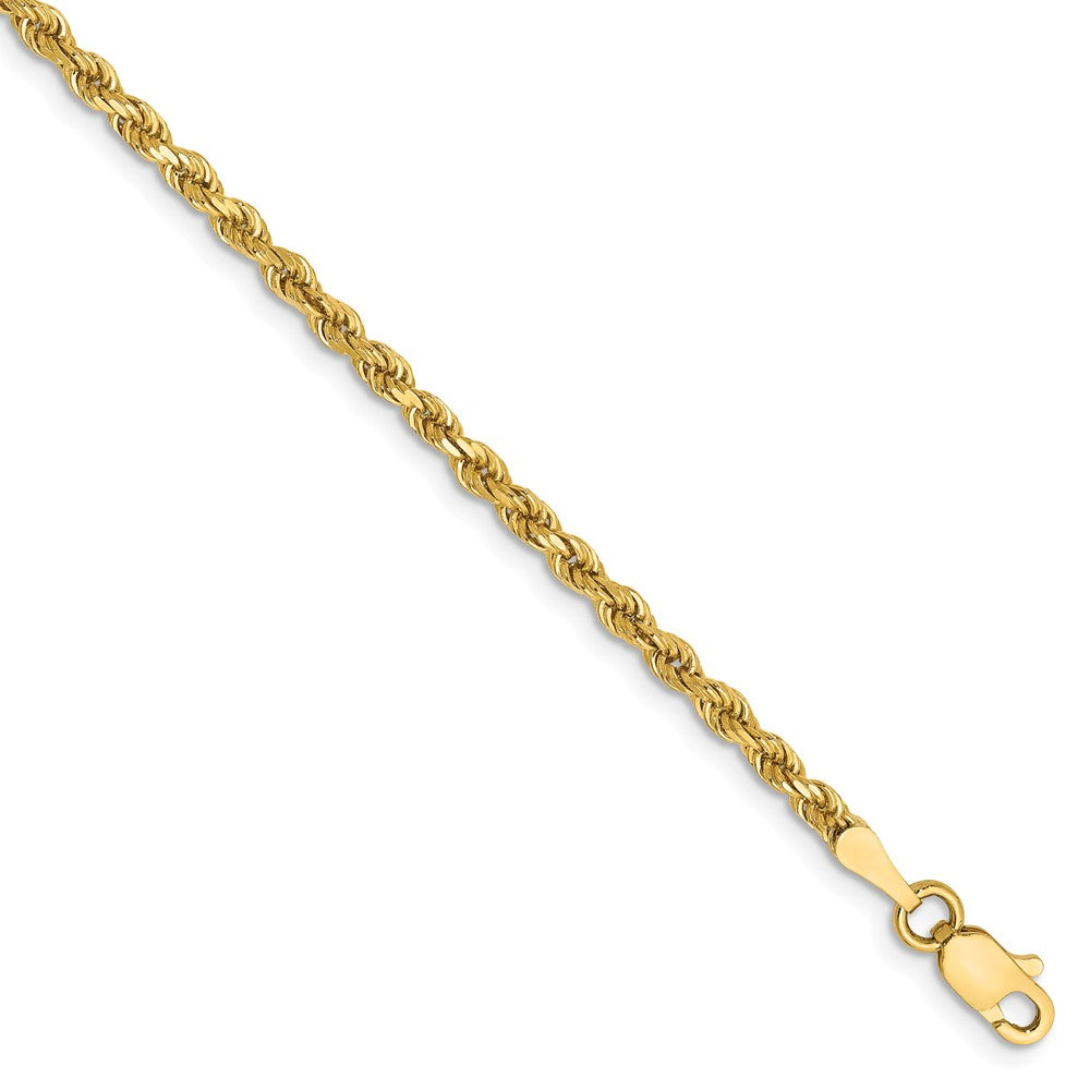 Million Charms 14k Yellow Gold 2.25mm Diamond-Cut Rope with Lobster Clasp Chain, Chain Length: 10 inches