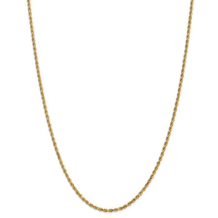 Million Charms 14k Yellow Gold, Necklace Chain, 2.25mm Diamond-Cut Rope with Lobster Clasp Chain, Chain Length: 28 inches