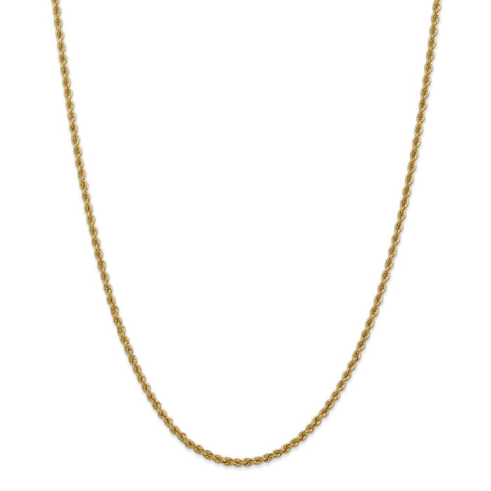 Million Charms 14k Yellow Gold, Necklace Chain, 2.5mm Regular Rope Chain, Chain Length: 28 inches
