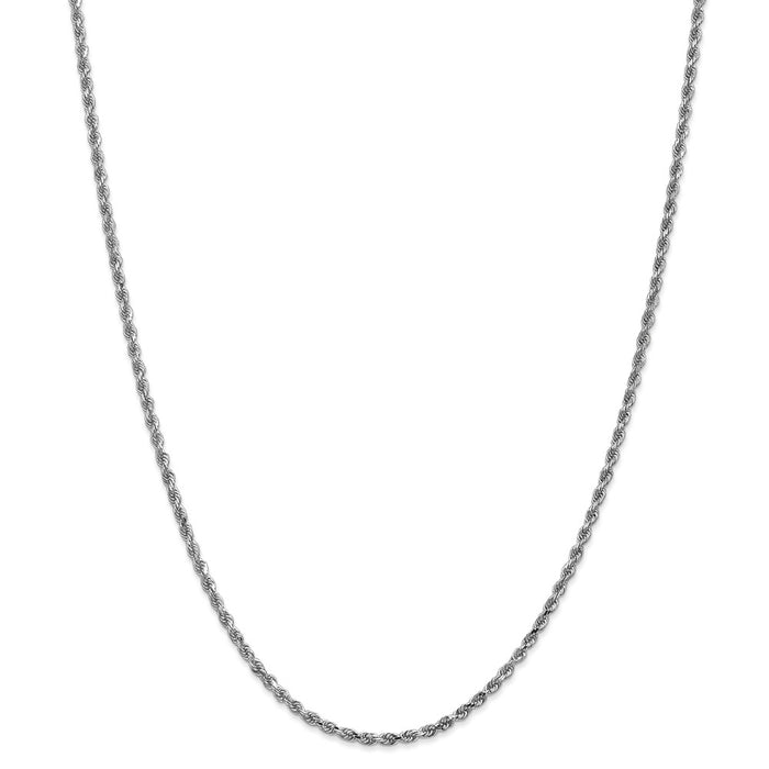 Million Charms 14k White Gold, Necklace Chain, 2.25mm Diamond-Cut Rope Chain, Chain Length: 28 inches