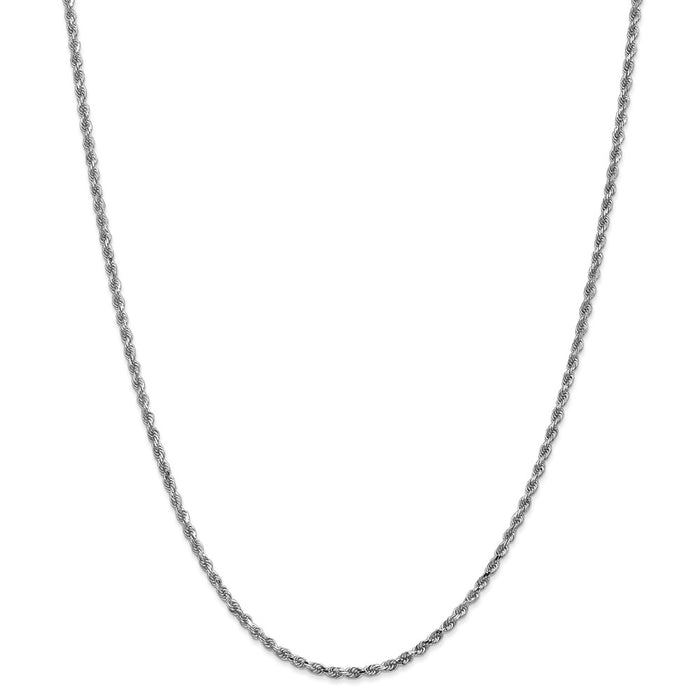 Million Charms 14k White Gold, Necklace Chain, 2.25mm Diamond-Cut Rope Chain, Chain Length: 26 inches
