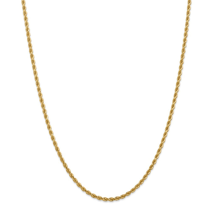 Million Charms 14k Yellow Gold, Necklace Chain, 2.75mm Diamond-cut Rope with Lobster Clasp Chain, Chain Length: 28 inches