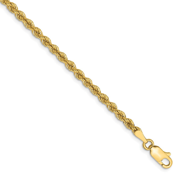 Million Charms 14k Yellow Gold 2.75mm Regular Rope Chain, Chain Length: 7 inches