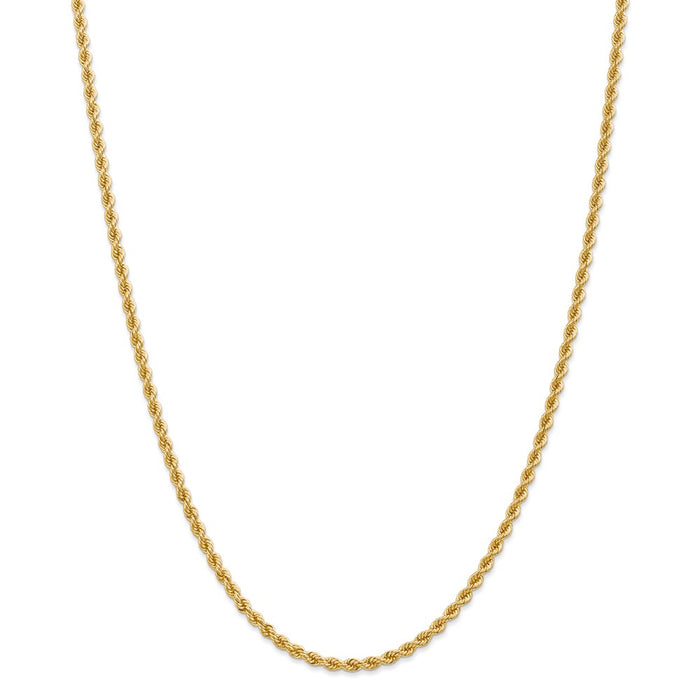 Million Charms 14k Yellow Gold, Necklace Chain, 2.75mm Regular Rope Chain, Chain Length: 16 inches