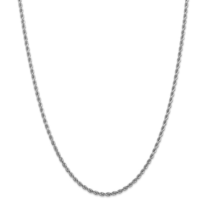 Million Charms 14k White Gold, Necklace Chain, 2.75mm Diamond-Cut Rope Chain, Chain Length: 26 inches