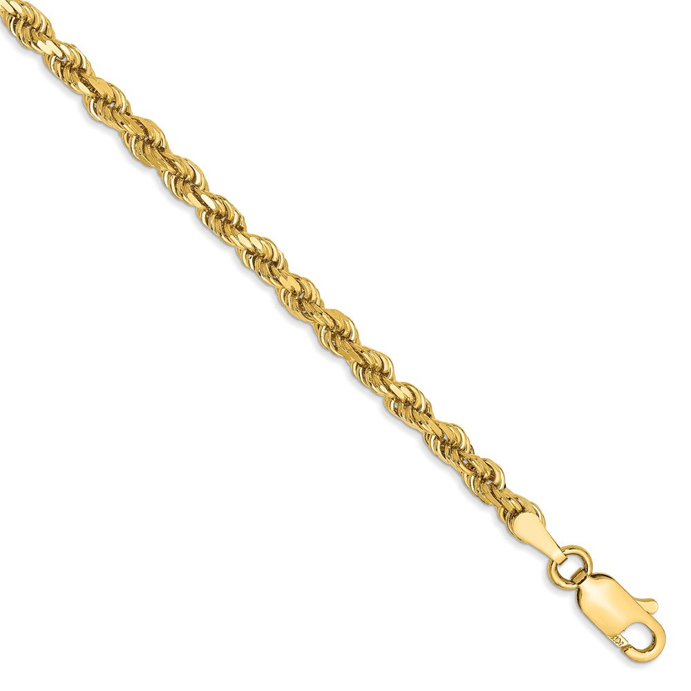 Million Charms 14k Yellow Gold 3.20mm Diamond-Cut Rope with Lobster Clasp Chain, Chain Length: 9 inches
