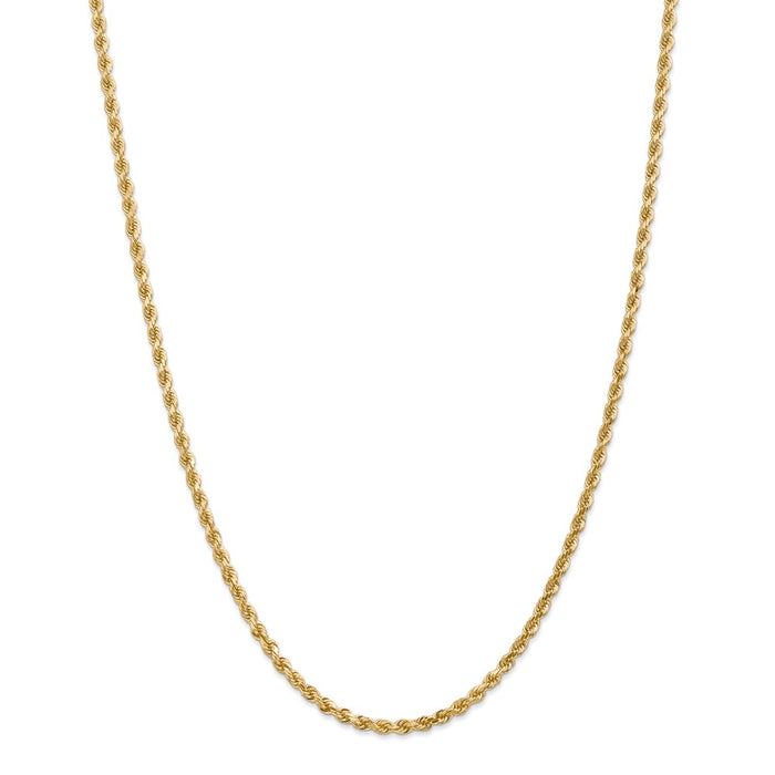 Million Charms 14k Yellow Gold, Necklace Chain, 3.20mm Diamond-Cut Rope with Lobster Clasp Chain, Chain Length: 28 inches