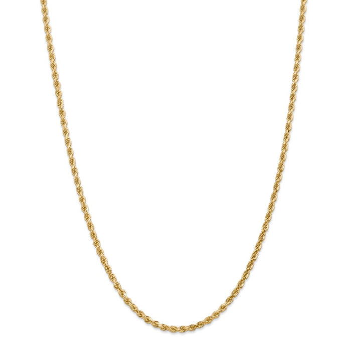 Million Charms 14k Yellow Gold, Necklace Chain, 3.20mm Diamond-Cut Rope with Lobster Clasp Chain, Chain Length: 36 inches