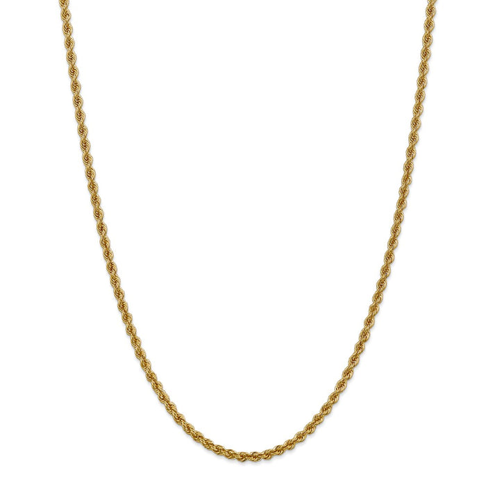 Million Charms 14k Yellow Gold, Necklace Chain, 3mm Regular Rope Chain, Chain Length: 28 inches