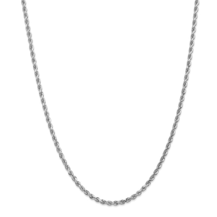 Million Charms 14k White Gold, Necklace Chain, 3.0mm Diamond-Cut Rope Chain, Chain Length: 28 inches
