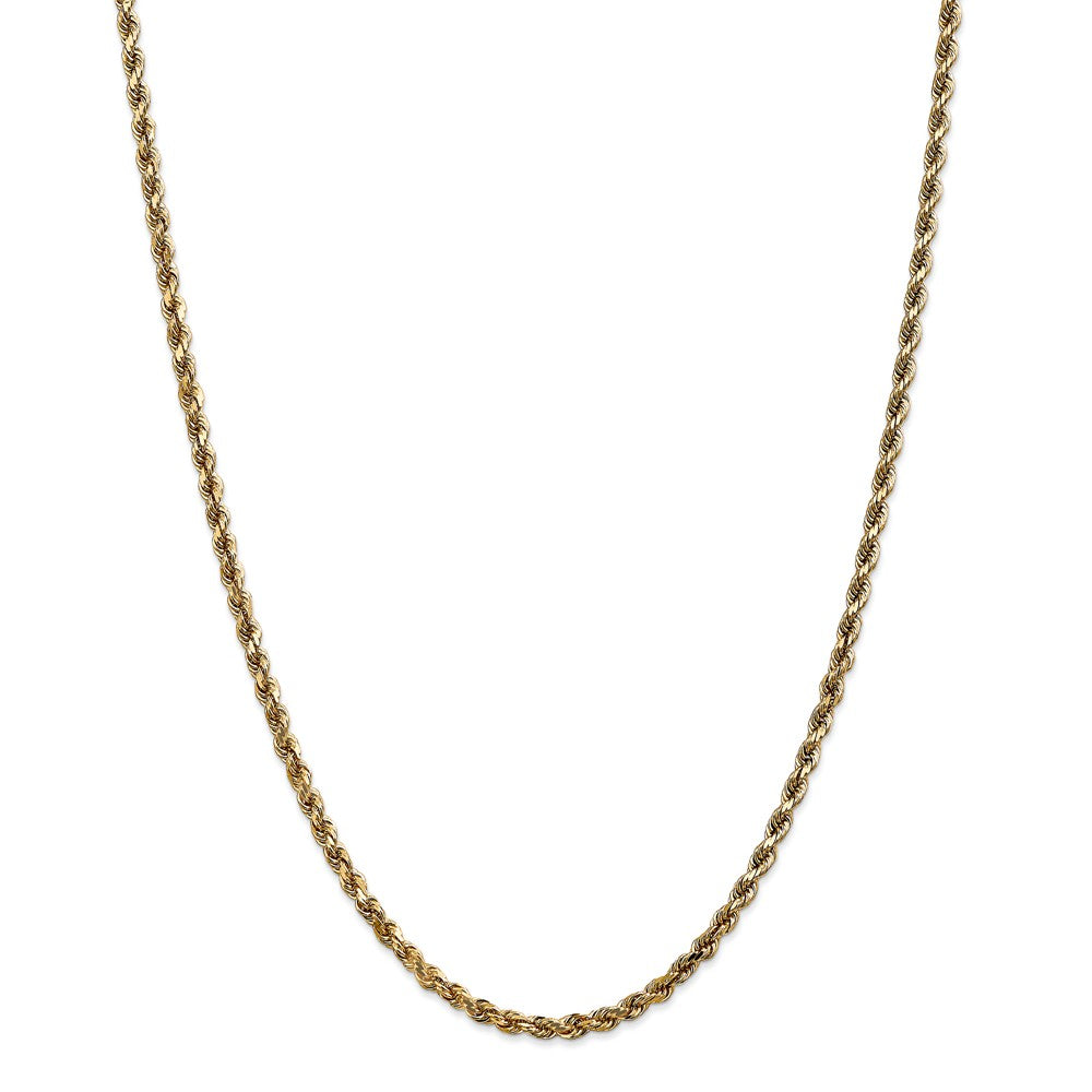 Million Charms 14k Yellow Gold, Necklace Chain, 3.5mm Diamond-Cut Rope with Lobster Clasp Chain, Chain Length: 26 inches