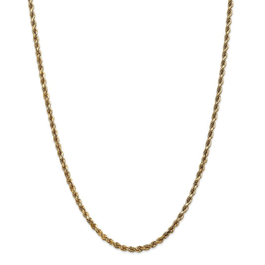 Million Charms 14k Yellow Gold, Necklace Chain, 3.5mm Diamond-Cut Rope with Lobster Clasp Chain, Chain Length: 26 inches