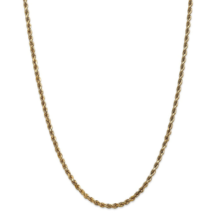 Million Charms 14k Yellow Gold, Necklace Chain, 3.5mm Diamond-Cut Rope with Lobster Clasp Chain, Chain Length: 26 inches