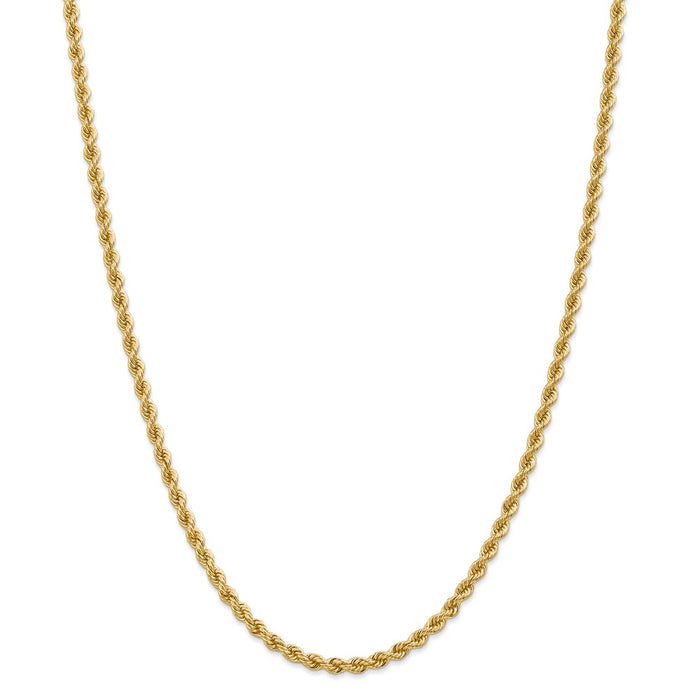 Million Charms 14k Yellow Gold, Necklace Chain, 3.65mm Regular Rope Chain, Chain Length: 28 inches