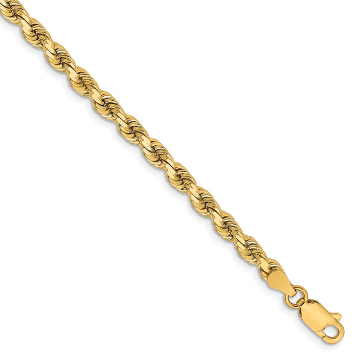 Million Charms 14k Yellow Gold 3.75mm Diamond Cut Rope Chain, Chain Length: 7 inches