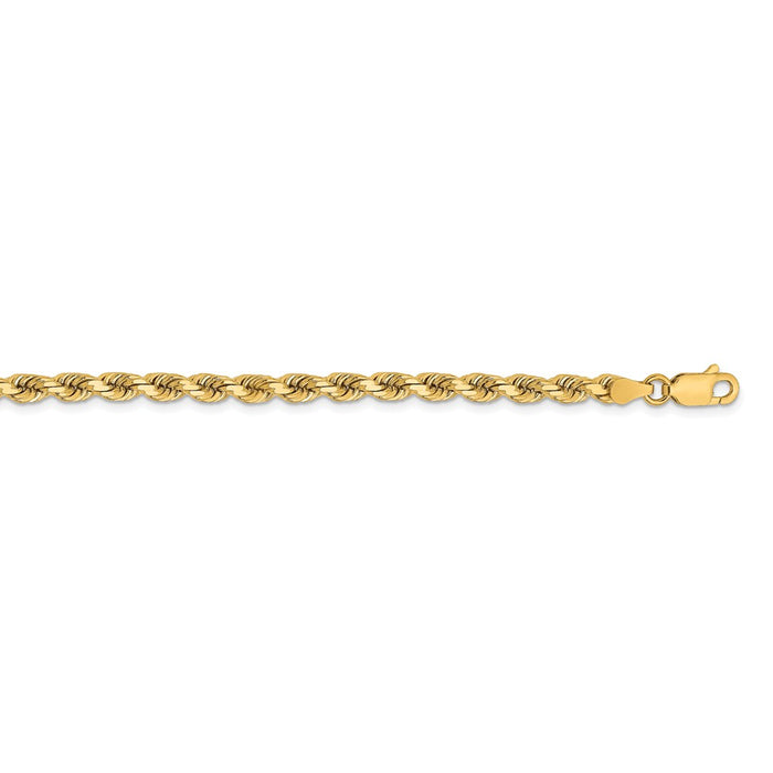 Million Charms 14k Yellow Gold, Necklace Chain, 3.75mm Diamond Cut Rope Chain, Chain Length: 36 inches