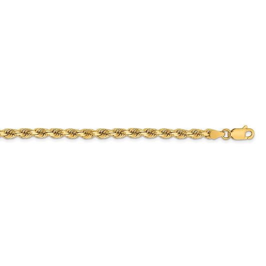 Million Charms 14k Yellow Gold, Necklace Chain, 3.75mm Diamond Cut Rope Chain, Chain Length: 22 inches