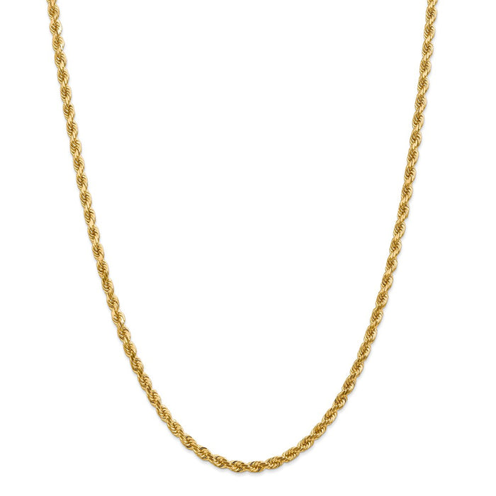 Million Charms 14k Yellow Gold, Necklace Chain, 4mm Diamond-Cut Rope with Lobster Clasp Chain, Chain Length: 36 inches