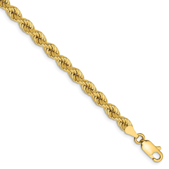 Million Charms 14k Yellow Gold 4mm Regular Rope Chain, Chain Length: 9 inches