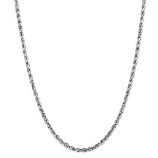 Million Charms 14k White Gold, Necklace Chain, 4mm Diamond-Cut Rope Chain, Chain Length: 28 inches