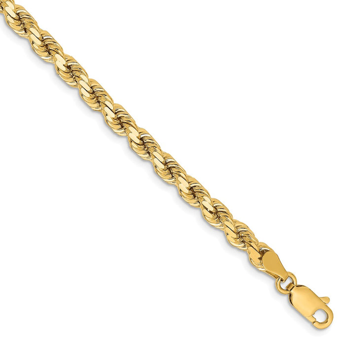 Million Charms 14k Yellow Gold 4.25mm Diamond Cut Rope Chain, Chain Length: 9 inches
