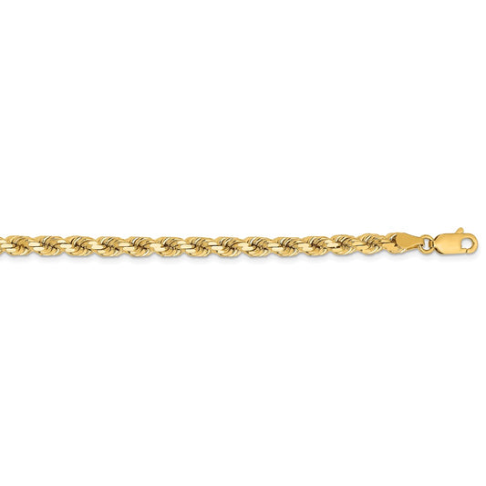 Million Charms 14k Yellow Gold, Necklace Chain, 4.25mm Diamond Cut Rope Chain, Chain Length: 30 inches