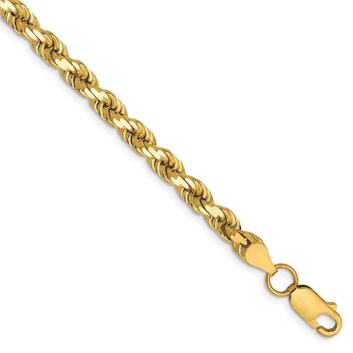 Million Charms 14k Yellow Gold 4.5mm Diamond-Cut Rope with Lobster Clasp Chain, Chain Length: 8 inches