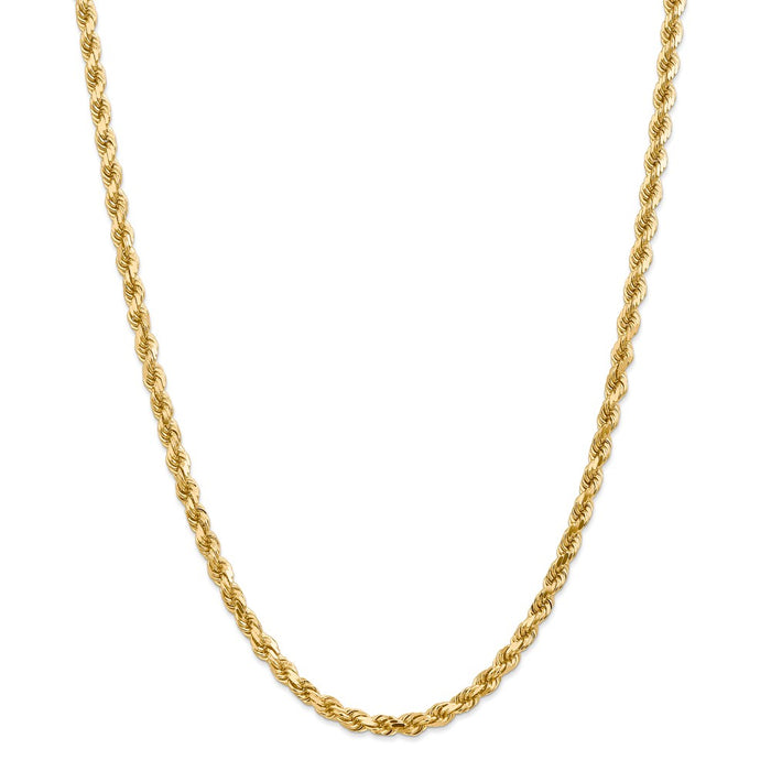 Million Charms 14k Yellow Gold, Necklace Chain, 4.5mm Diamond-Cut Rope with Lobster Clasp Chain, Chain Length: 26 inches