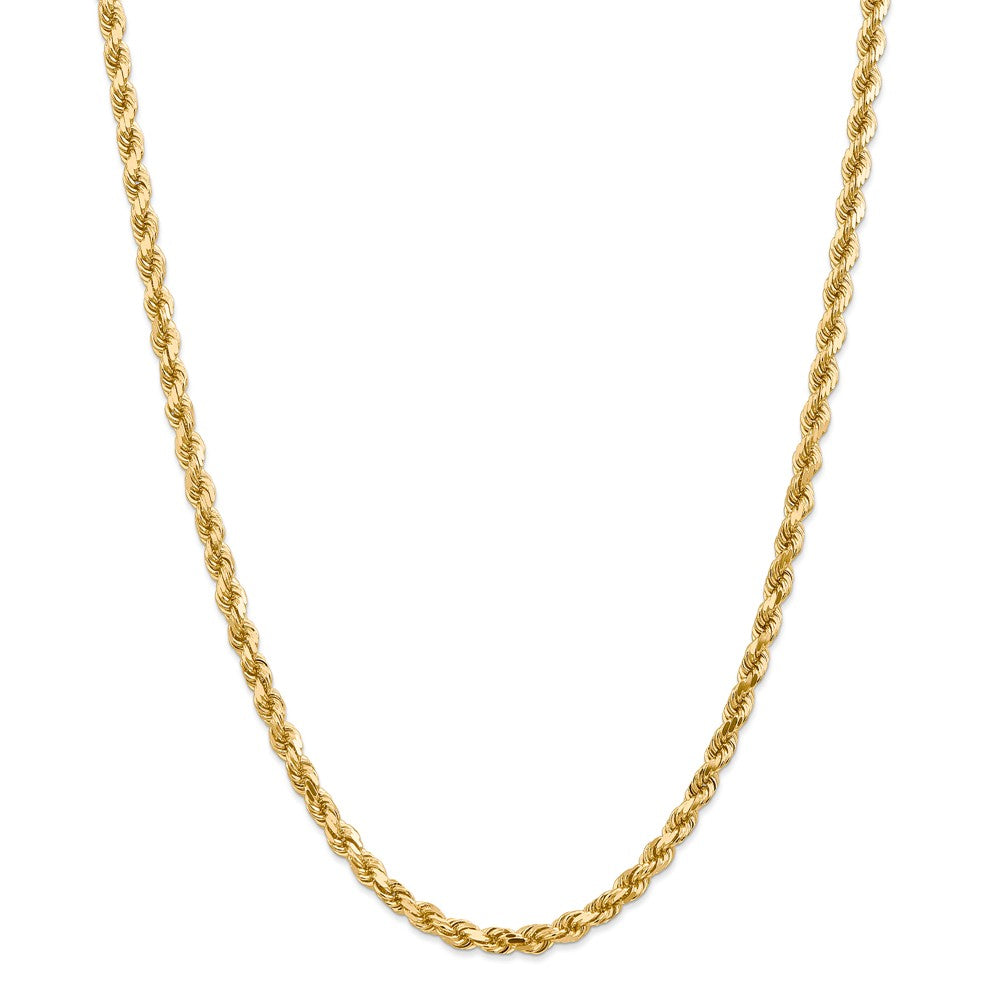 Million Charms 14k Yellow Gold, Necklace Chain, 4.5mm Diamond-Cut Rope with Lobster Clasp Chain, Chain Length: 28 inches