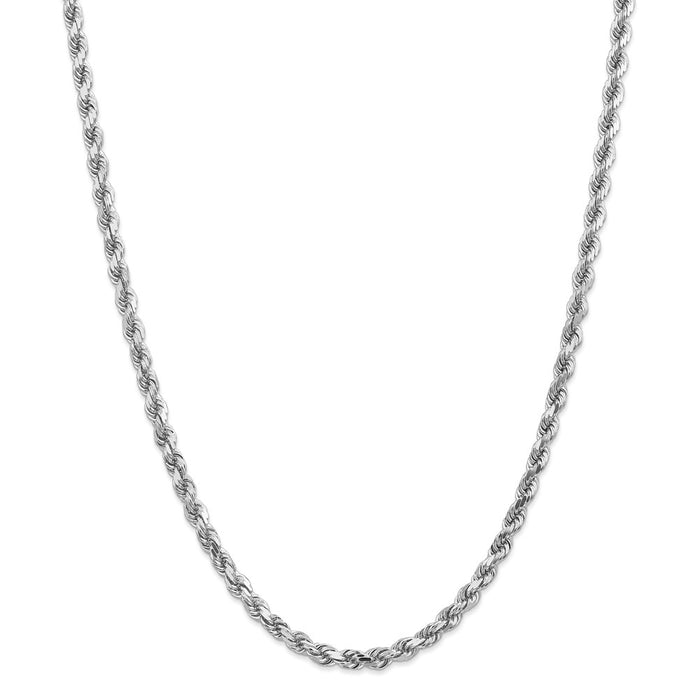 Million Charms 14k White Gold, Necklace Chain, 4.5mm Diamond-Cut Rope Chain, Chain Length: 26 inches