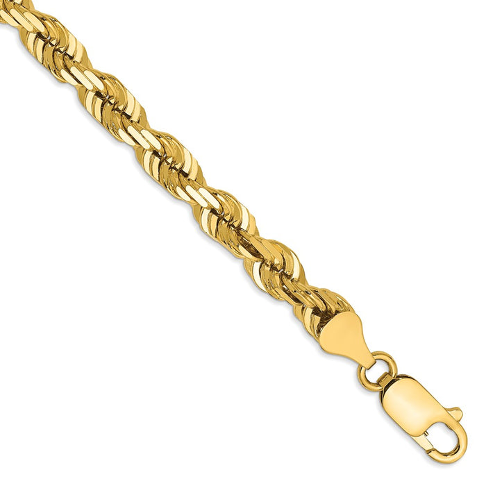 Million Charms 14k Yellow Gold 5.5mm Diamond-Cut Rope with Lobster Clasp Chain, Chain Length: 8 inches