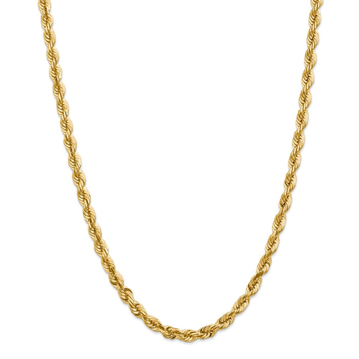 Million Charms 14k Yellow Gold, Necklace Chain, 5.5mm Diamond-Cut Rope with Lobster Clasp Chain, Chain Length: 28 inches