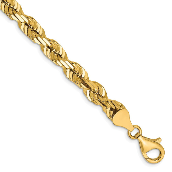 Million Charms 14k Yellow Gold 6.5mm Diamond Cut Rope Chain, Chain Length: 8 inches