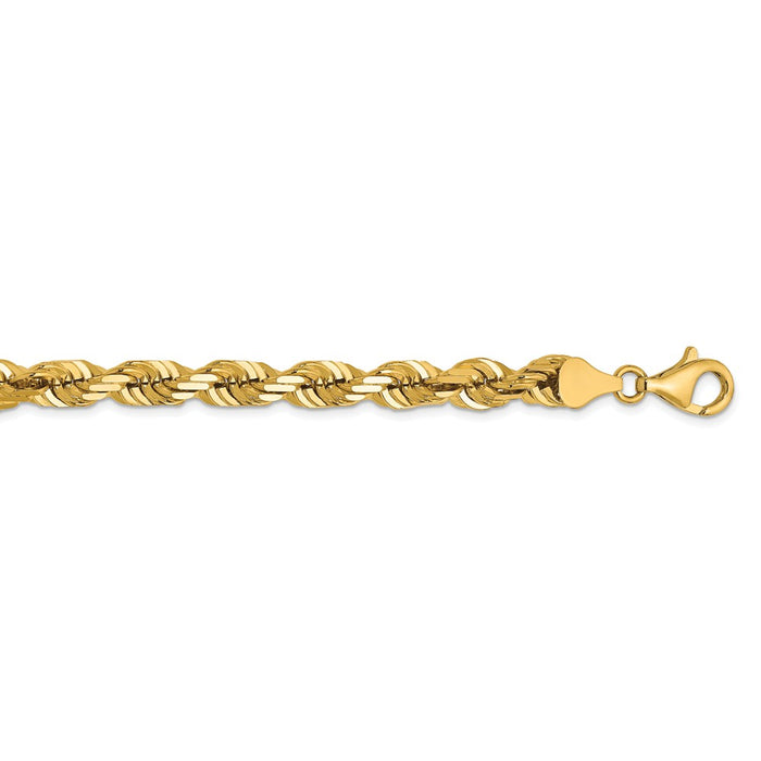 Million Charms 14k Yellow Gold, Necklace Chain, 6.5mm Diamond Cut Rope Chain, Chain Length: 20 inches