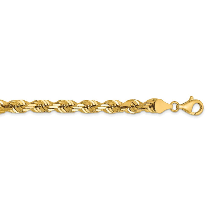 Million Charms 14k Yellow Gold, Necklace Chain, 6.5mm Diamond Cut Rope Chain, Chain Length: 22 inches