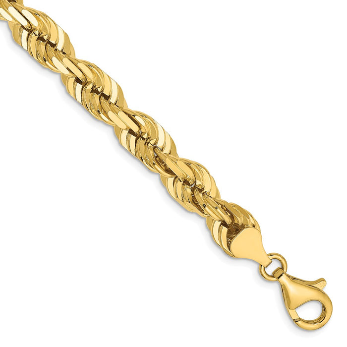 Million Charms 14k Yellow Gold 7mm Diamond-Cut Rope Chain, Chain Length: 9 inches
