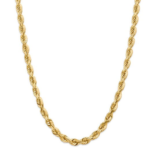 Million Charms 14k Yellow Gold, Necklace Chain, 7mm Diamond-Cut Rope Chain, Chain Length: 24 inches