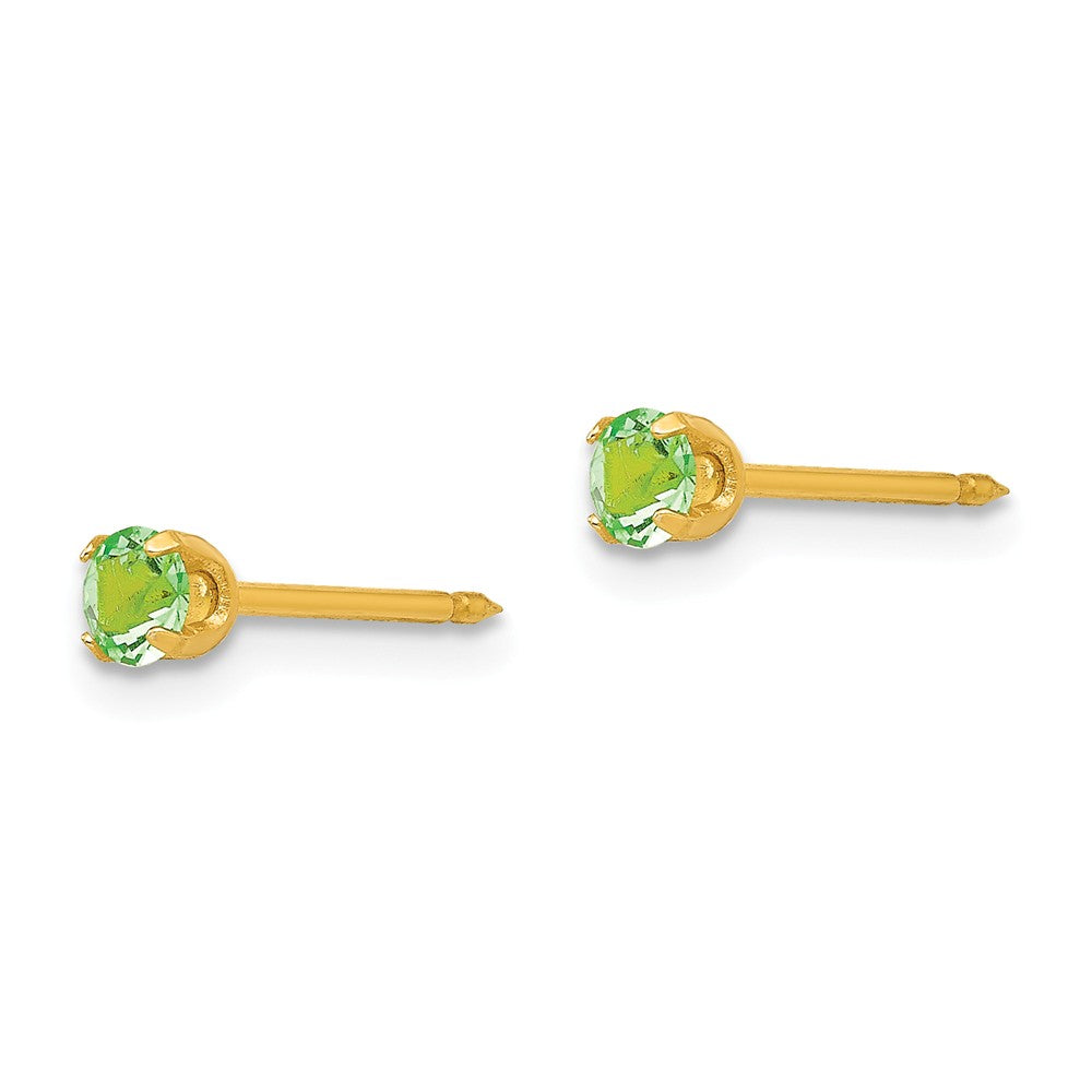 Inverness 14k Yellow Gold 3mm August Crystal Birthstone Post Earrings, 3mm x 3mm