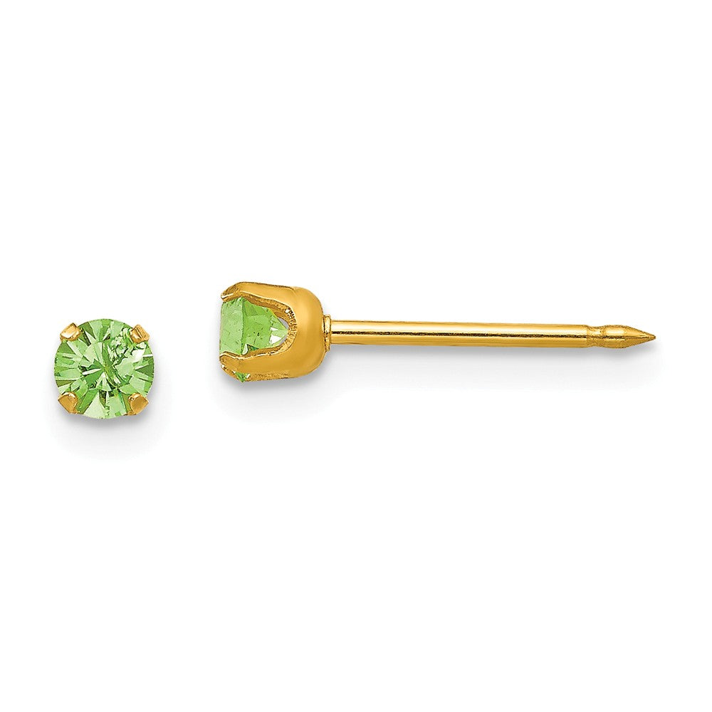 Inverness 14k Yellow Gold 3mm August Crystal Birthstone Post Earrings, 3mm x 3mm