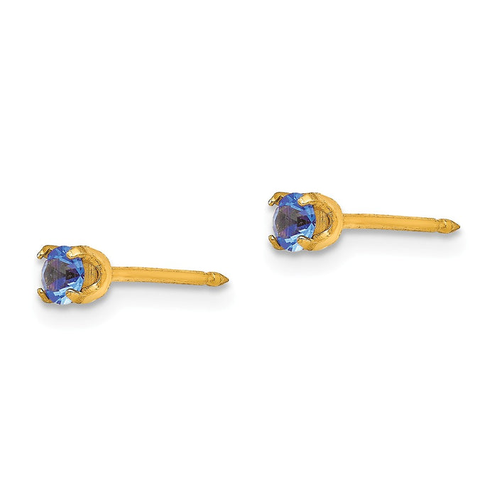 Inverness 14k Yellow Gold 3mm September Crystal Birthstone Post Earrings, 3mm x 3mm