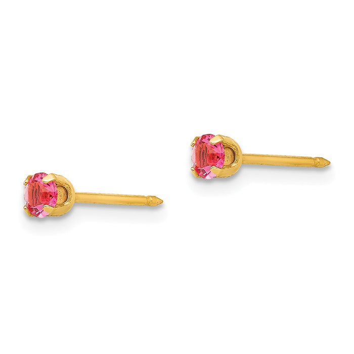 Inverness 14k Yellow Gold 3mm October Crystal Birthstone Post Earrings, 3mm x 3mm