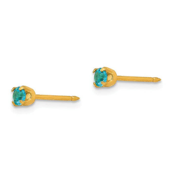 Inverness 14k Yellow Gold 3mm December Crystal Birthstone Post Earrings, 3mm x 3mm