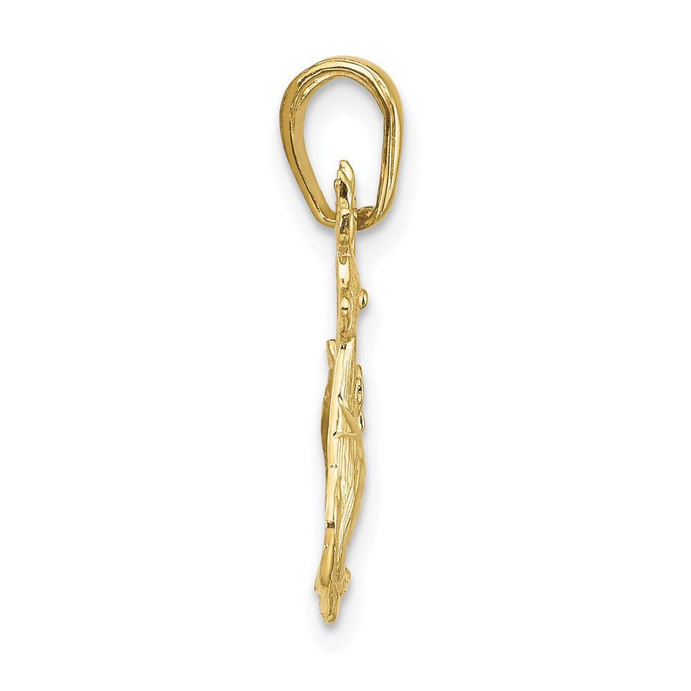 Million Charms 10K Yellow Gold Themed Polished Reindeer Pendant
