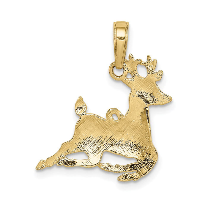 Million Charms 10K Yellow Gold Themed Polished Reindeer Pendant