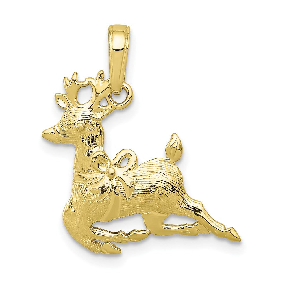 Million Charms 10K Yellow Gold Themed Polished Reindeer Pendant