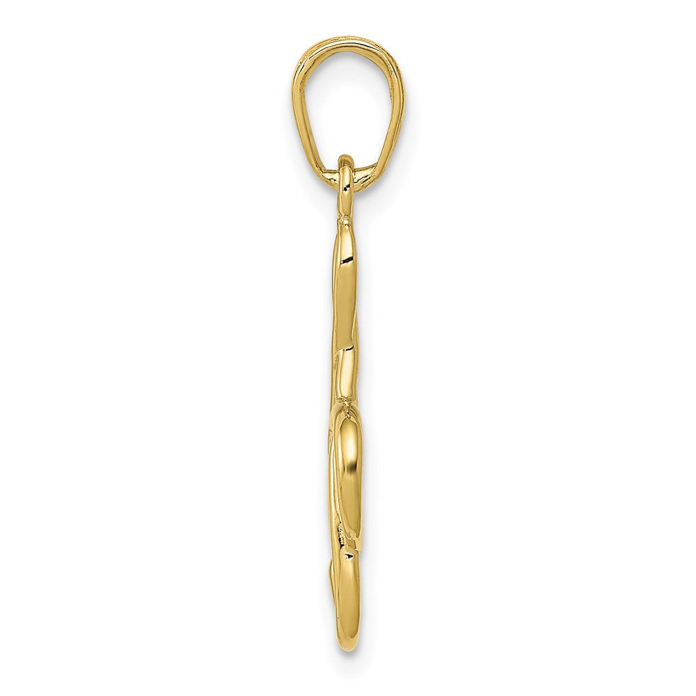 Million Charms 10K Yellow Gold Themed 3-D Treble Clef Pendant