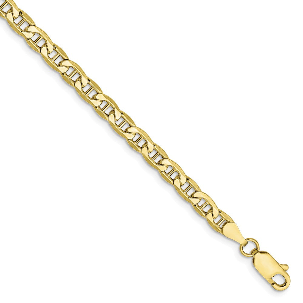 Million Charms 10k Yellow Gold 4.1mm Semi-Solid Anchor Chain, Chain Length: 7 inches
