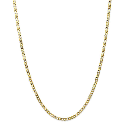 Million Charms 10k Yellow Gold, Necklace Chain, 3.35mm Semi-Solid Curb Link Chain, Chain Length: 24 inches