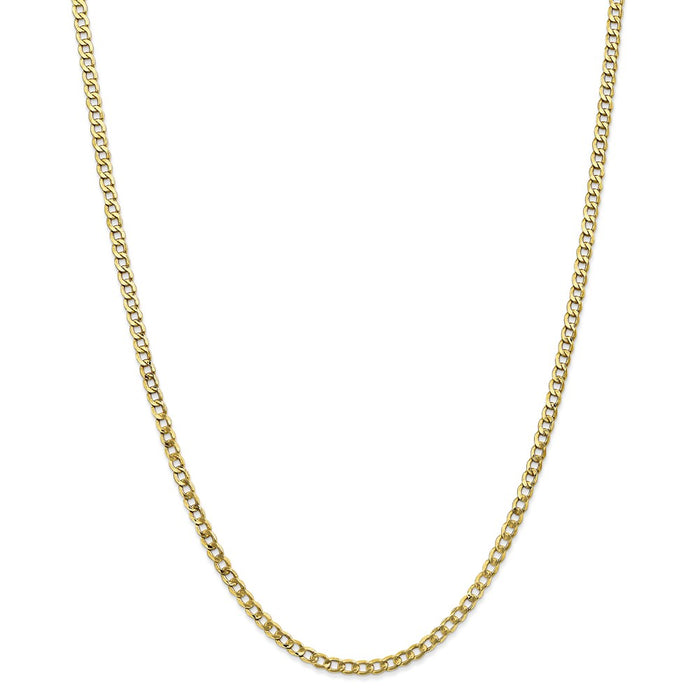 Million Charms 10k Yellow Gold, Necklace Chain, 3.35mm Semi-Solid Curb Link Chain, Chain Length: 24 inches