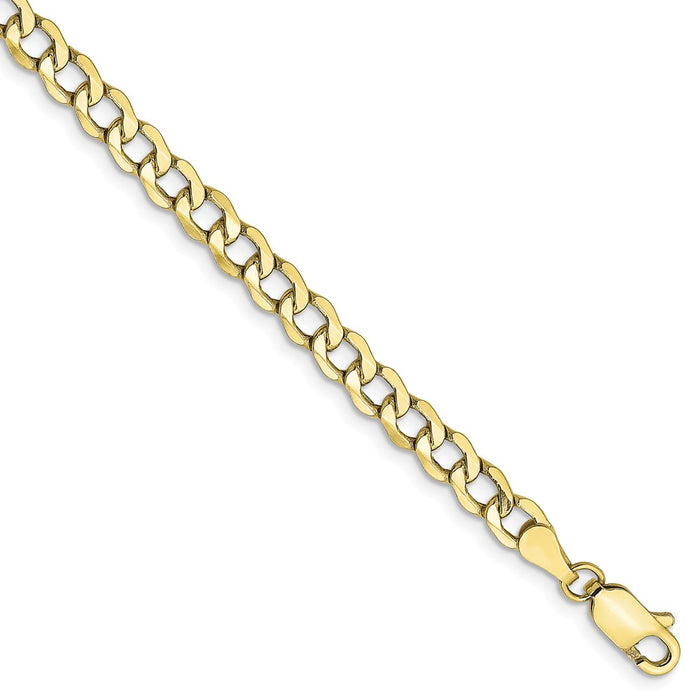 Million Charms 10k Yellow Gold 4.3mm Semi-Solid Curb Link Chain, Chain Length: 7 inches